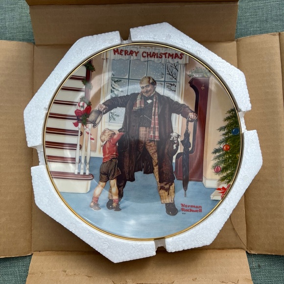 Merry Christmas 1977 Plate Offical Norman Rockwell vintage - Picture 1 of 3